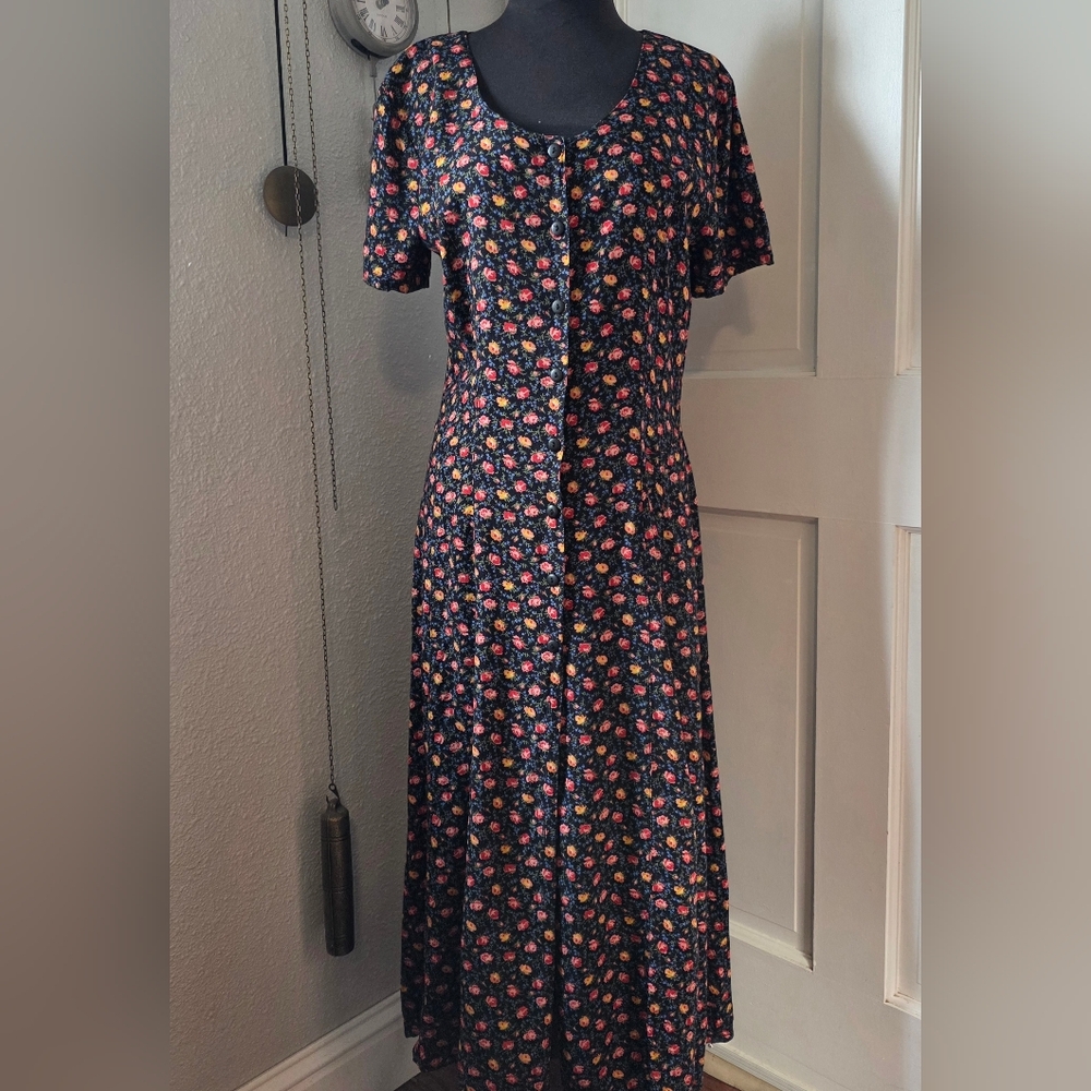Vintage 90s Floral Midi Dress